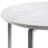 Marsden - Side Table With Polished Stainless Steel Base - White / Silver - Furniture Home Direct