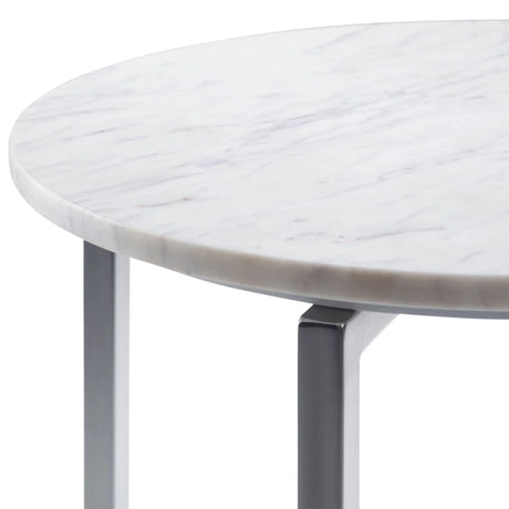 Marsden - Side Table With Polished Stainless Steel Base - White / Silver - Furniture Home Direct