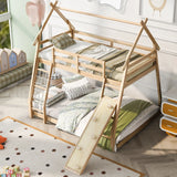 Twin Over Queen House Bunk Bed With Climbing Nets And Climbing Ramp - Furniture Home Direct