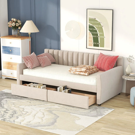 Upholstered Daybed With Slat Support - Furniture Home Direct