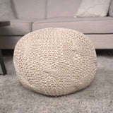 Bordeaux - Knitted Cotton Round Pouf - Furniture Home Direct