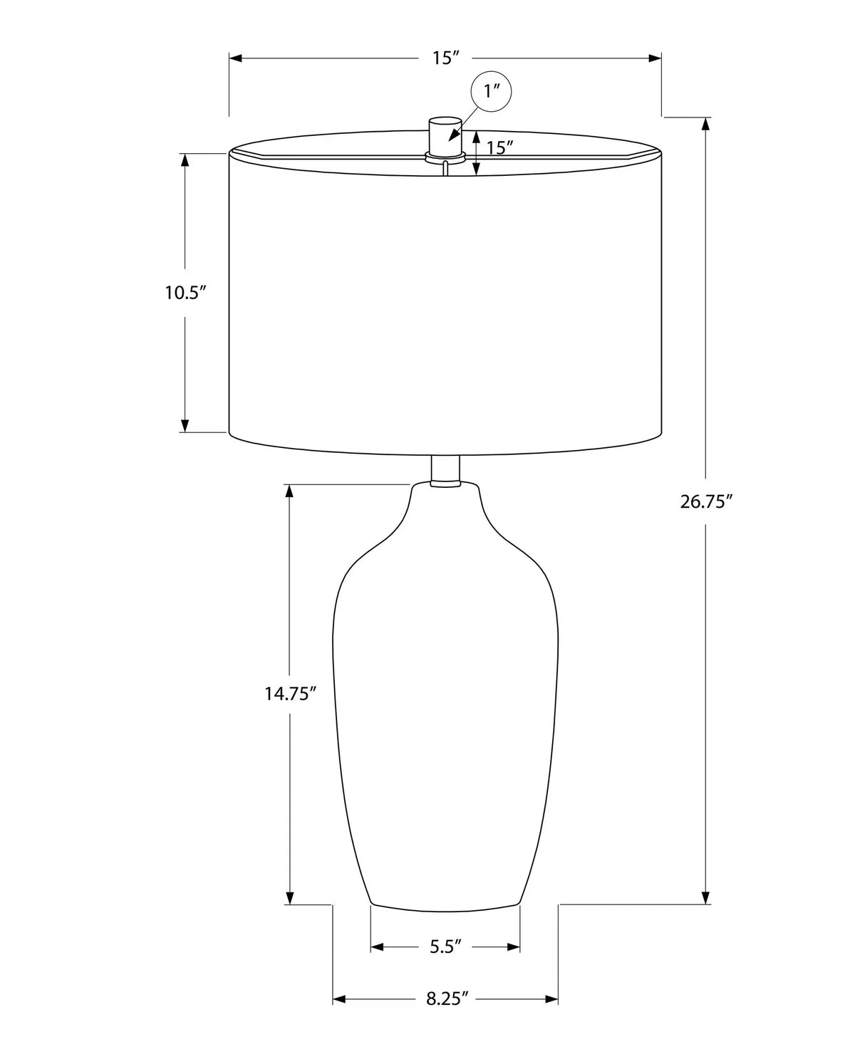 Lighting, Table Lamp, Ceramic, Resin, Contemporary - Gray - Furniture Home Direct