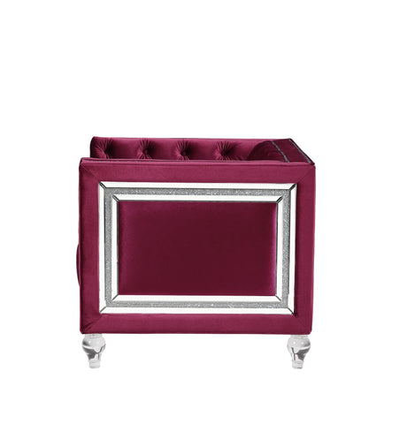 Heibero Loveseat - With 2 Pillows - Burgundy - Furniture Home Direct