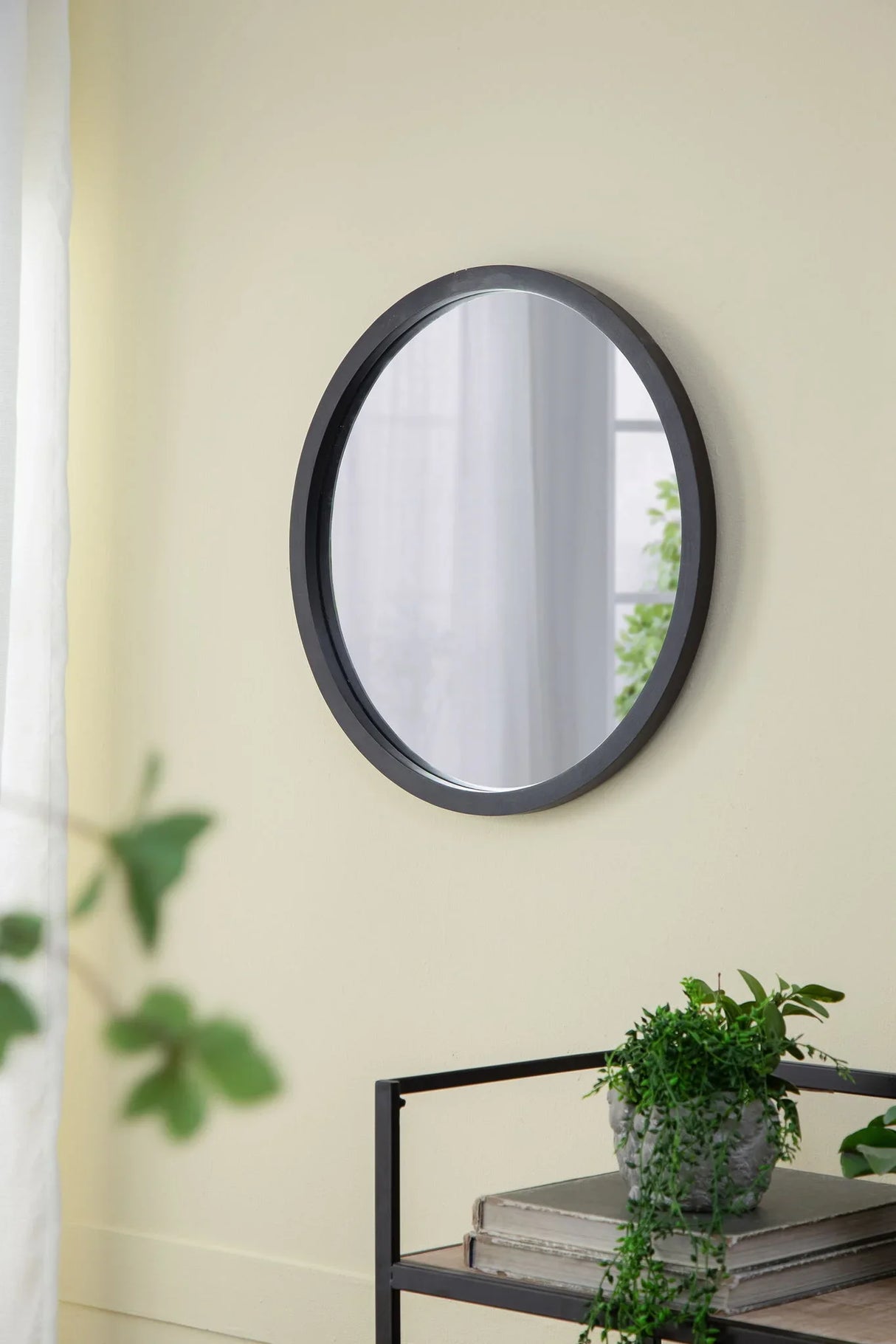 Circle Wall Mirror With Wooden Frame, Wall Mirror For Living Room - Furniture Home Direct