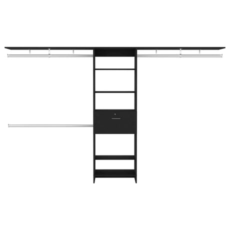 Closet System With Drawer And Hanging Rods Premium Black - Furniture Home Direct