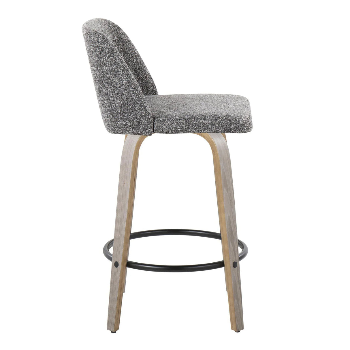 Toriano - Contemporary Fixed Height Counter Stool With Swivel & Round Footrest (Set of 2) - Furniture Home Direct