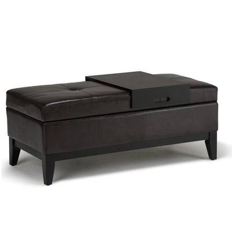 Oregon - Contemporary Storage Ottoman Bench With Tray - Furniture Home Direct