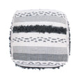 Karim - Faux Yarn Large Pouf, Durable - Ivory / Gray - Furniture Home Direct