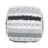 Karim - Faux Yarn Large Pouf, Durable - Ivory / Gray - Furniture Home Direct