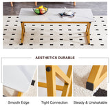 Coffee Table Marble Top Contemporary With Gold Frame White - Furniture Home Direct