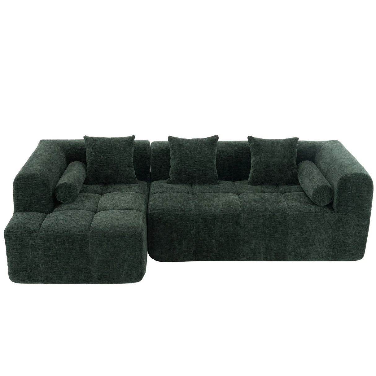 Sectional Sofa Modular Tufted Chenille Upholstery Green - Furniture Home Direct
