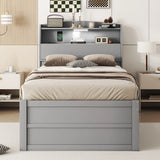 LED Platform Bed With Trundle With Storage Headboard With Drawers - Furniture Home Direct