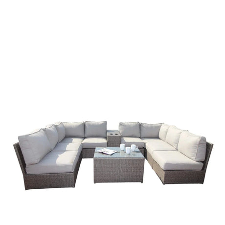 Comfortable Modern Patio Rattan Sectional Set With Cushions - Furniture Home Direct