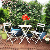 3 Piece Patio Bistro Set Of Foldable Round Table And Chairs - Furniture Home Direct