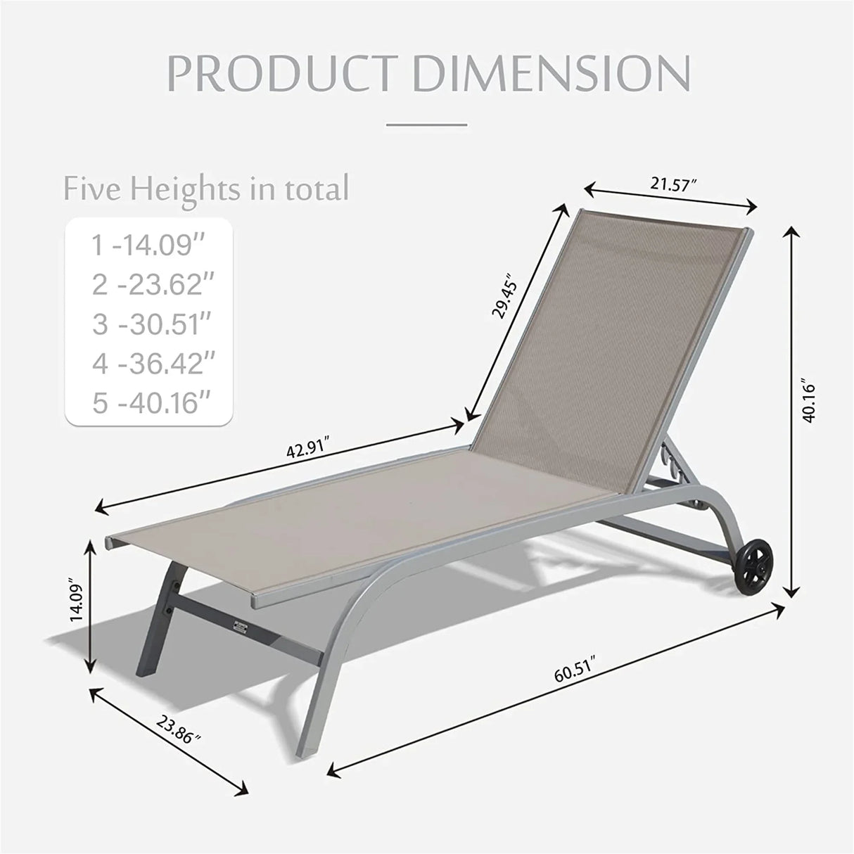 Outdoor Chaise Lounges With Adjustable Backrests Khaki - Furniture Home Direct