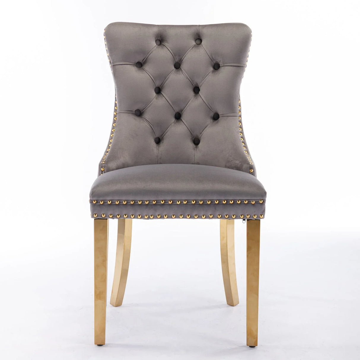 Nikki - Modern, High-End Tufted Solid Wood Contemporary Velvet Upholstered Dining Chair With Golden Stainless Steel Plating Legs, Nailhead Trim (Set of 2) - Furniture Home Direct