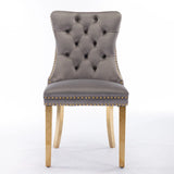 Nikki - Modern, High-End Tufted Solid Wood Contemporary Velvet Upholstered Dining Chair With Golden Stainless Steel Plating Legs, Nailhead Trim (Set of 2) - Furniture Home Direct