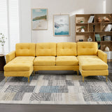 Modern L - Shape Convertible Sectional Sofa With Movable Ottoman - Furniture Home Direct