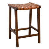 James - Mid-Century Modern Genuine Leather Counter Stool - Furniture Home Direct