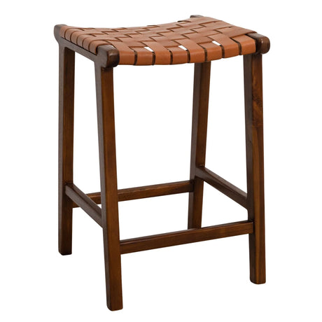 James - Mid-Century Modern Genuine Leather Counter Stool - Furniture Home Direct