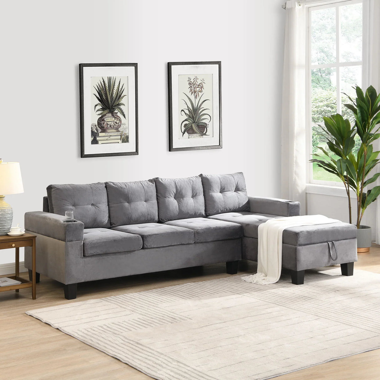 Modern Sectional Sofa Set With L Shape Chaise Lounge And Storage - Furniture Home Direct