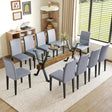 Dining Set Modern Tempered Glass Top With 10 Chairs Gray - Furniture Home Direct