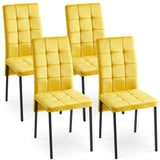 Velvet High Back Nordic Dining Chair Modern Fabric Chair With Black Legs (Set of 2) - Furniture Home Direct