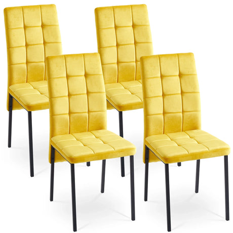 Velvet High Back Nordic Dining Chair Modern Fabric Chair With Black Legs (Set of 2) - Furniture Home Direct