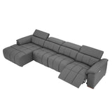 Reclining Leather Sectional with USB Port - Gray - Furniture Home Direct