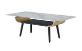 Landon - Coffee Table With Glass Marble Texture Top And Bent Wood Design - Furniture Home Direct