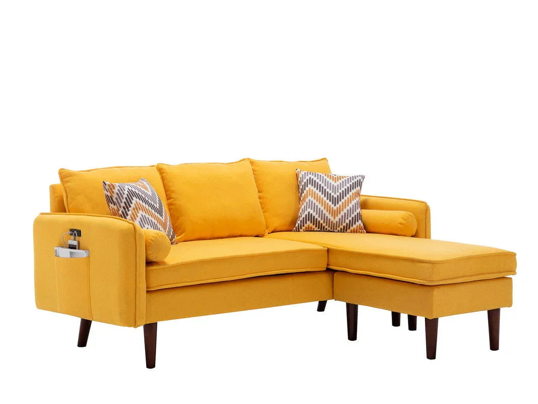 Mia - Sectional Sofa Chaise With USB Charger And Pillows - Furniture Home Direct