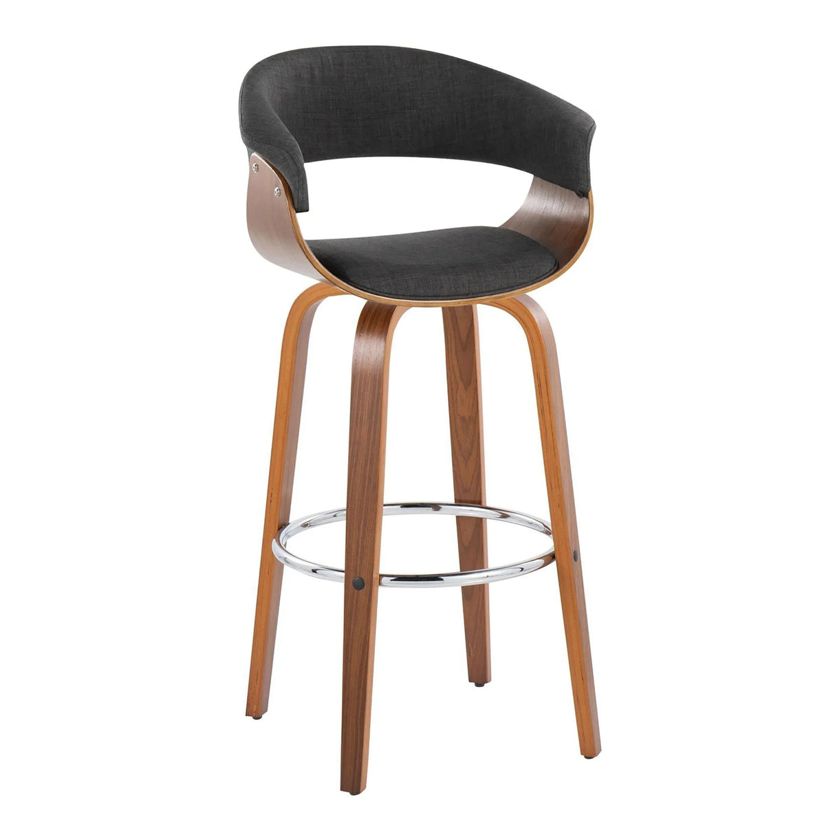 Vintage Mod - Mid Century Modern Fixed Height Barstool With Swivel With Round Footrest (Set of 2) - Furniture Home Direct
