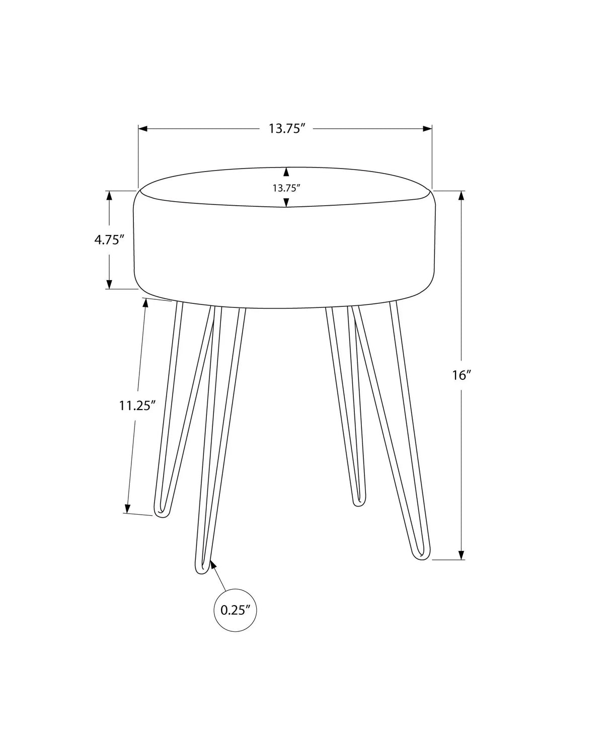 Ottoman, Pouf, Footrest, Foot Stool, Round Gold Metal Legs, Contemporary, Modern - Furniture Home Direct