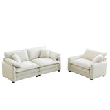 Modern Corduroy Loveseat and Chair - Beige - Furniture Home Direct