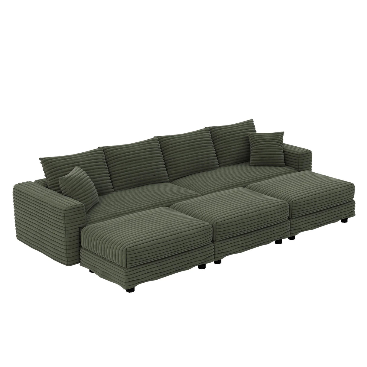 Deep Seat Convertible Sofa With Soft Pillows And Ottomans - Furniture Home Direct