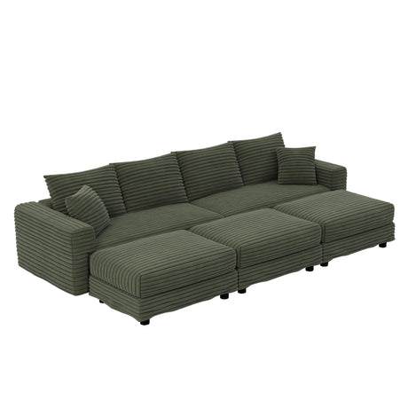 Deep Seat Convertible Sofa With Soft Pillows And Ottomans - Furniture Home Direct