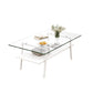 Rectangle Coffee Table, Tempered Glass Tabletop With Metal Legs, Modern Table For Living Room - Furniture Home Direct