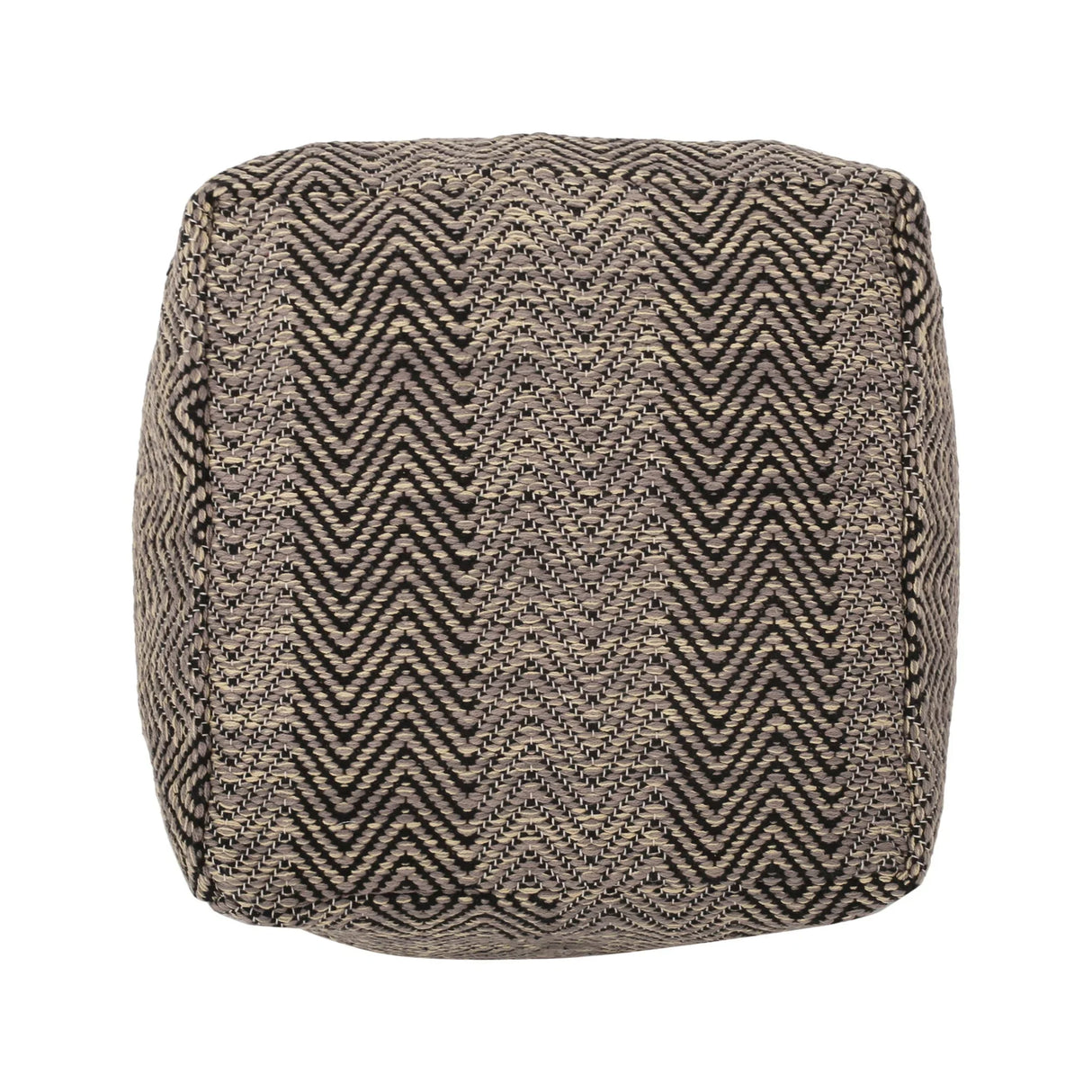 Barracuda - Handcrafted Cotton Pouf With Chevron Pattern - Brown / Beige - Furniture Home Direct