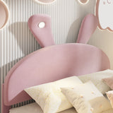 Full Size Upholstered Platform Bed with Cartoon Ears Shaped Headboard and Light, Pink - Furniture Home Direct