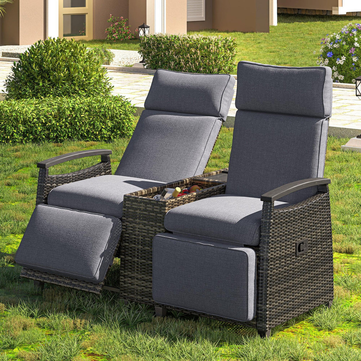 Outdoor Lounge Chair Set - Gray - Furniture Home Direct