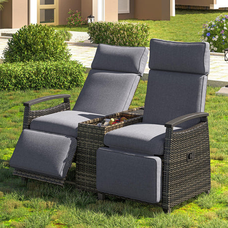 Outdoor Lounge Chair Set - Gray - Furniture Home Direct