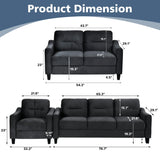 living Room Set With Sofa, Love seat and Accent Chair - Black - Furniture Home Direct