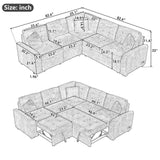L-Shape Sofa Bed Pull-Out Sleeper Sofa With Wheels, USB Ports, Power Sockets For Living Room - Furniture Home Direct