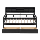 Daybed, Wood Slat Support, With Bedside Shelves And Two Drawers - Furniture Home Direct