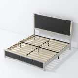 King Platform Bed With Upholstered Headboard Dark Gray - Furniture Home Direct