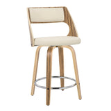 Cecina - Mid-Century Modern Fixed Height Counter Stool With Swivel With Round Footrest (Set of 2) - Zebra / Cream - Furniture Home Direct