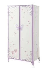 Priya II - Synthetic Leather Purple Wardrobe - Purple / White - Furniture Home Direct
