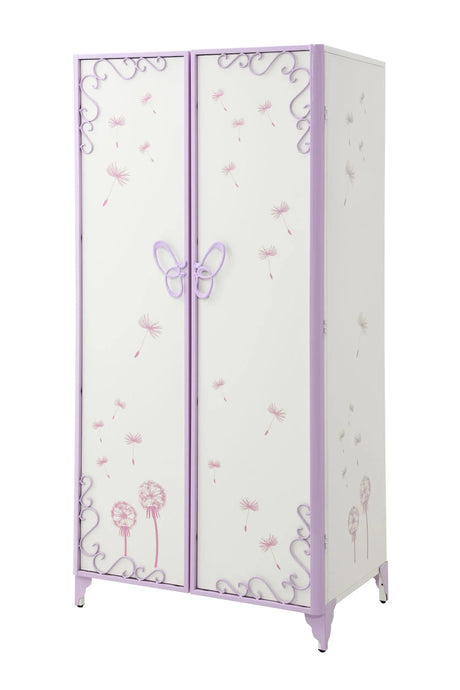 Priya II - Synthetic Leather Purple Wardrobe - Purple / White - Furniture Home Direct