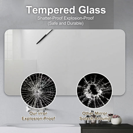 Bathroom Vanity Mirror, Wall Mounted Mirror For Bathroom Anti-Fog Waterproof - Clear - Furniture Home Direct