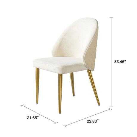 2 Pieces Contemporary Stainless Steel Dining Chair With Upholstery And Leather Backrest - Gold - Furniture Home Direct